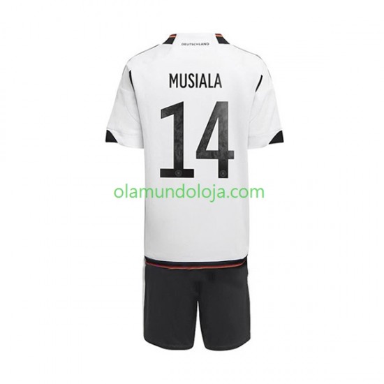 Camisola Alemanha Musiala 14 Criança Equipamento Primeiro Copa do Mundo 2022 Manga Curta